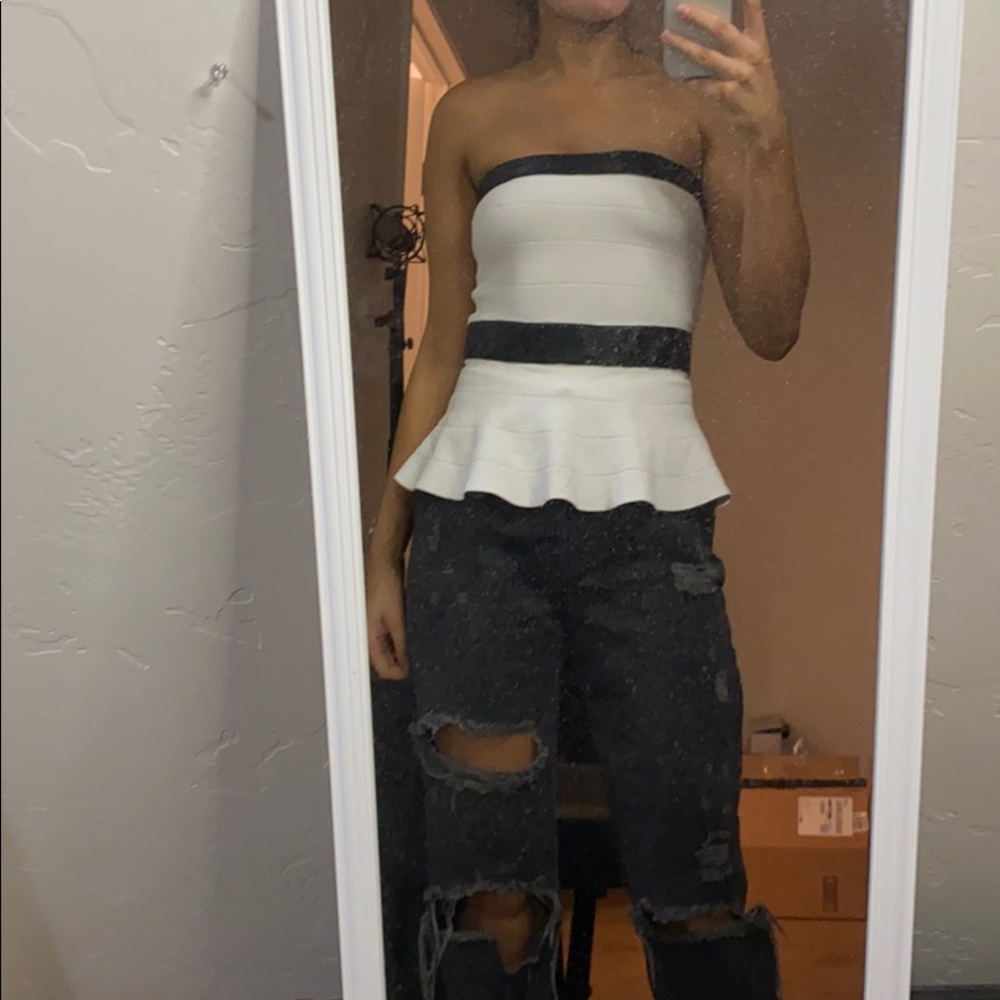 A strapless top